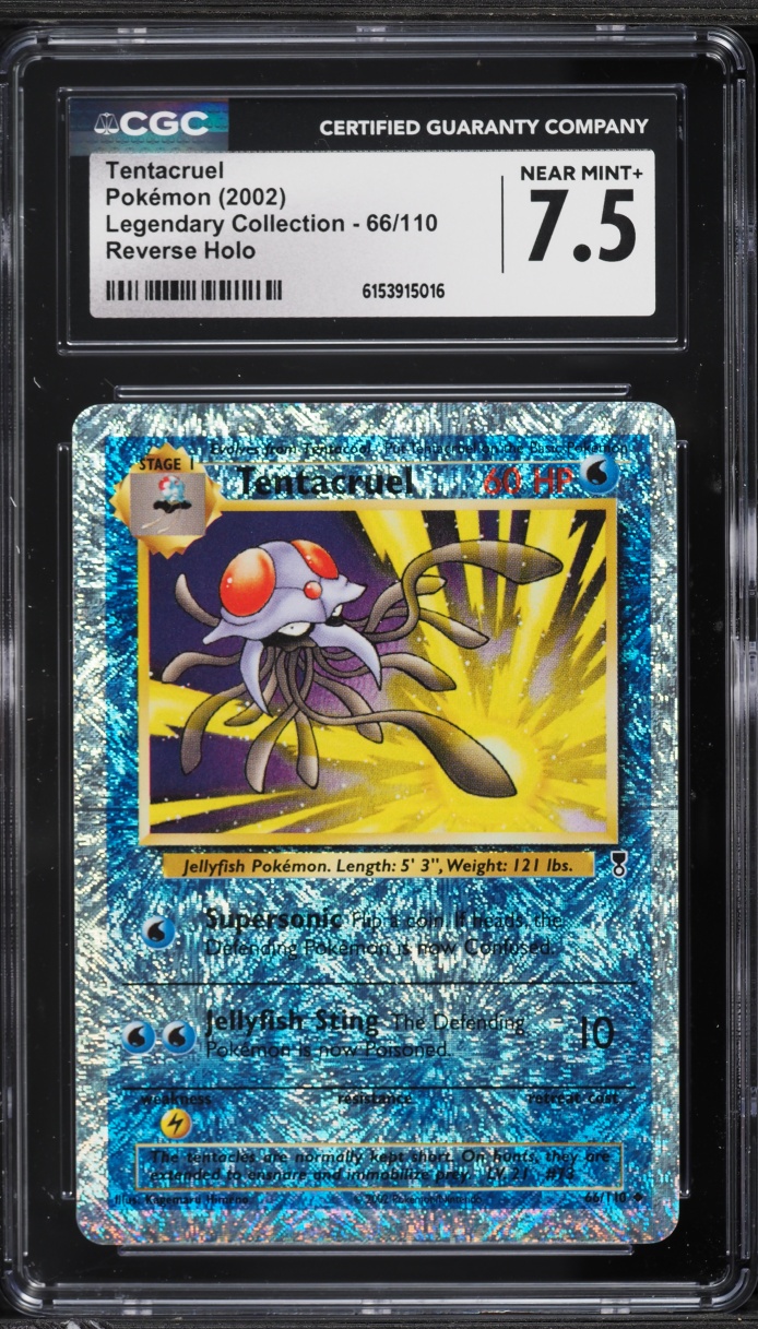 2002 Pokemon Legendary Collection Reverse Holo Tentacruel #66 CGC 7.5 NRMT+