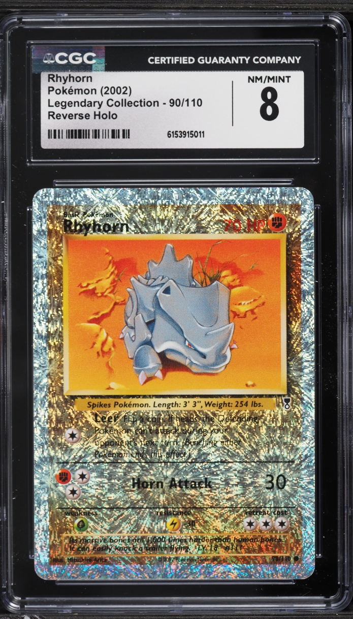 2002 Pokemon Legendary Collection Reverse Holo Rhyhorn #90 CGC 8 NM-MT