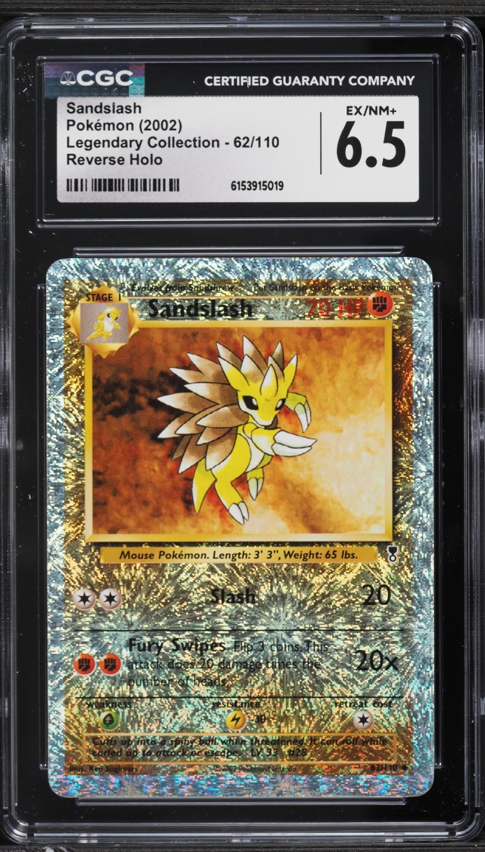 2002 Pokemon Legendary Collection Reverse Holo Sandslash #62 CGC 6.5 EXMT+