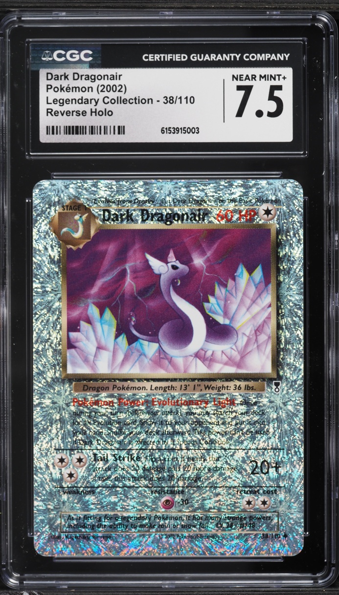 2002 Pokemon Legendary Collection Reverse Holo Dark Dragonair #38 CGC 7.5 NRMT+