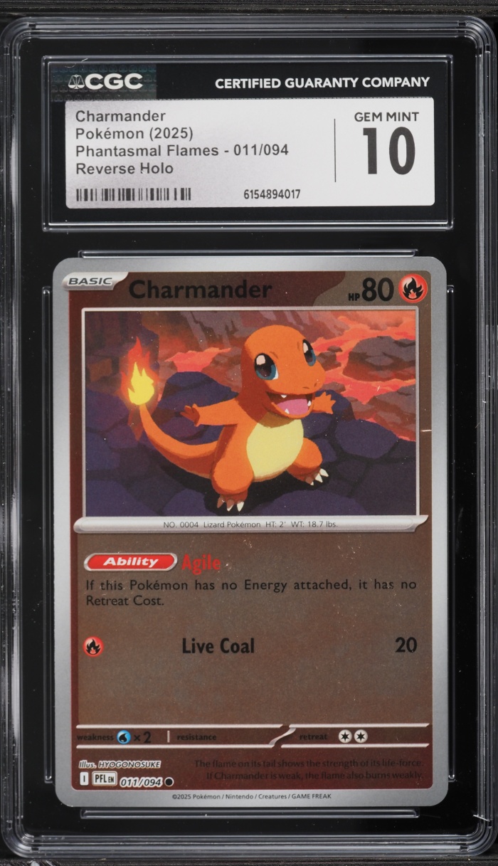 2025 Pokemon Mega Evolution Phantasmal Flames Reverse Holo Charmander #11 CGC 10 GEM MINT