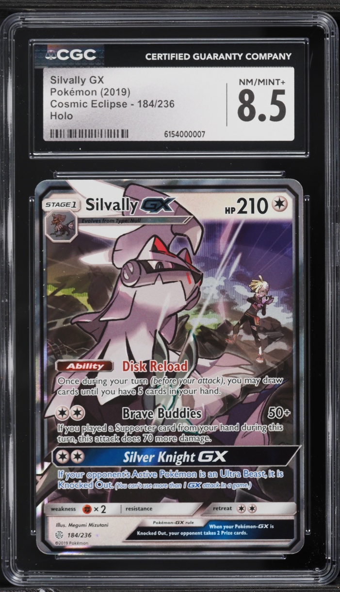 2019 Pokemon Sun & Moon Cosmic Eclipse Holo Silvally GX #184 CGC 8.5 NM-MT+