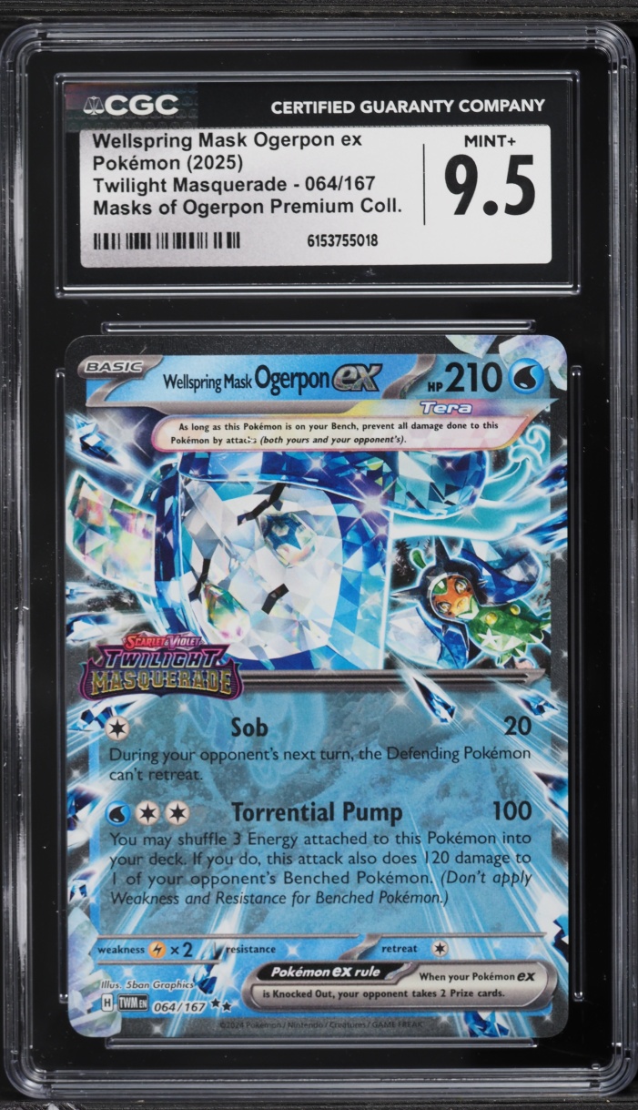 2025 Pokemon SV Twilight Masquerade Premium Wellspring Mask Ogerpon ex #64 CGC 9.5 MINT+