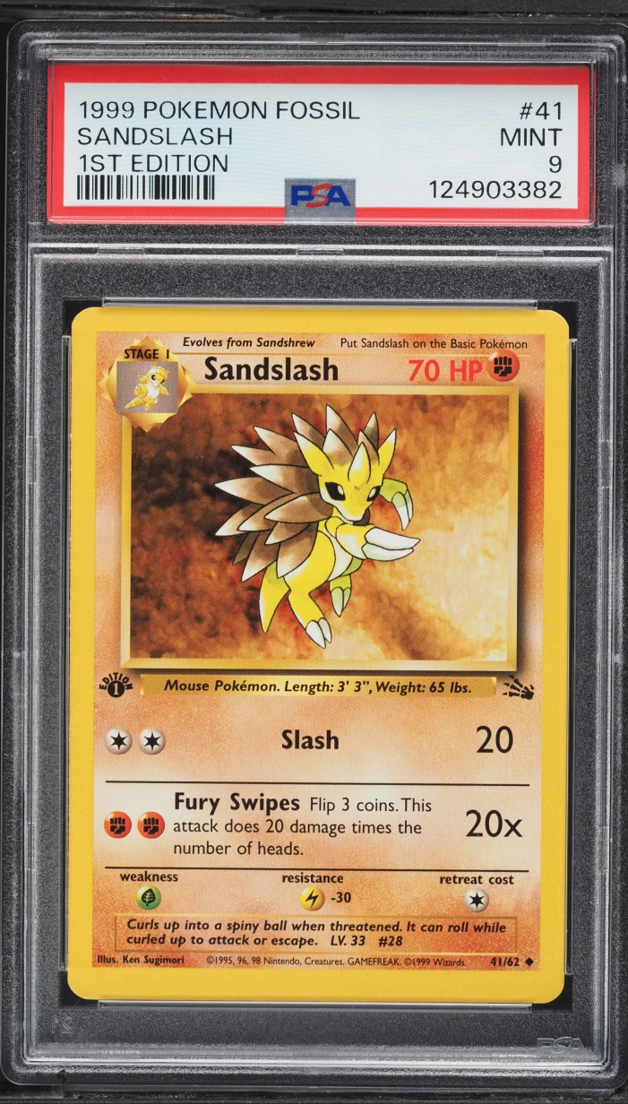 1999 Pokemon Fossil 1st Edition Sandslash #41 PSA 9 MINT