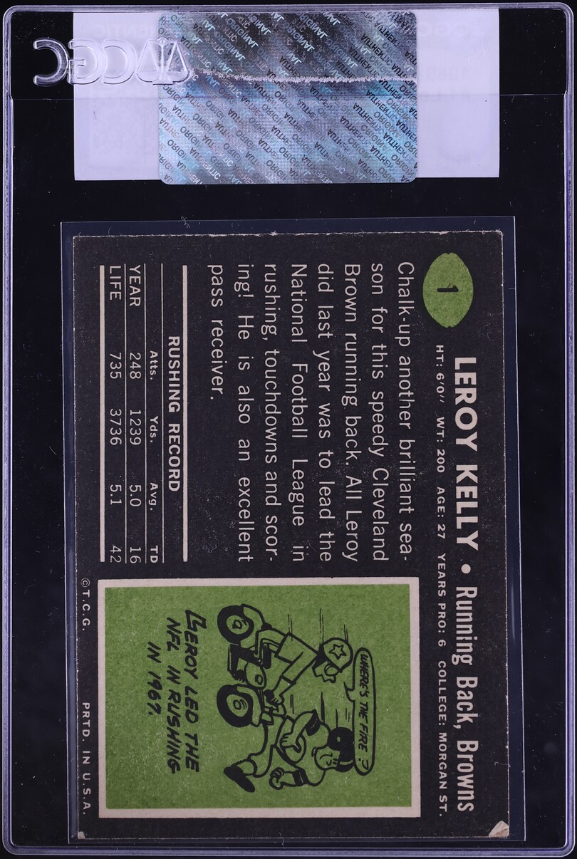 1969 Topps Football LeRoy Kelly #1 CGC AUTH