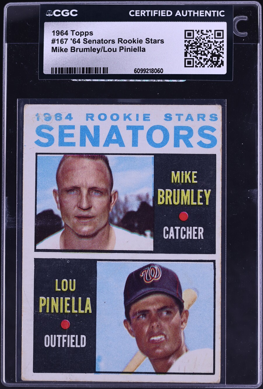 1964 Topps Mike Brumley Lou Piniella ROOKIE #167 CGC AUTH
