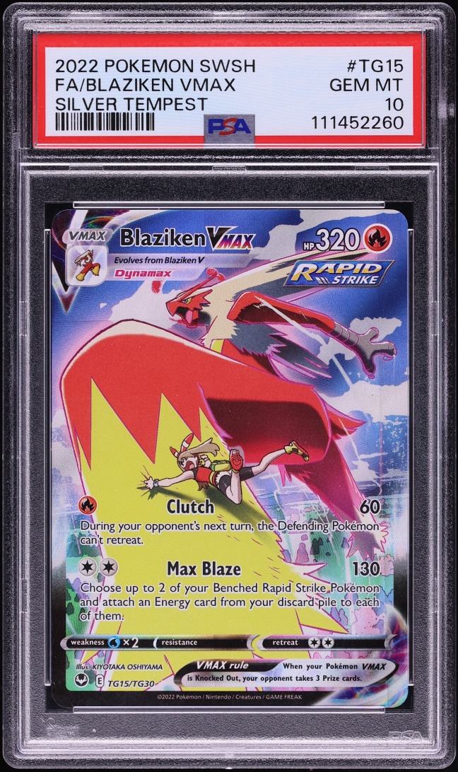 2022 Pokemon SWSH Silver Tempest CHR Blaziken VMAX #TG15 PSA 10 GEM MINT
