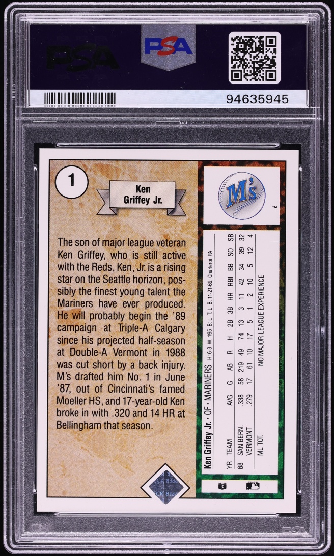 1989 Upper Deck Ken Griffey Jr. ROOKIE #1 PSA 9 MINT