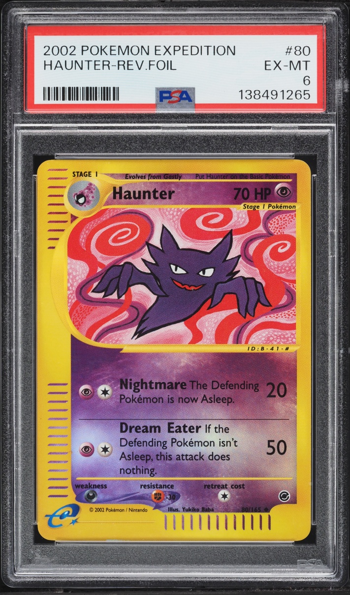 2002 Pokemon Expedition Reverse Holo Haunter #80 PSA 6 EXMT