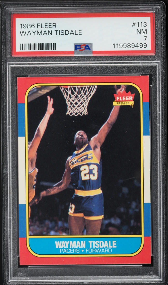 1986 Fleer Basketball Wayman Tisdale ROOKIE #113 PSA 7 NRMT