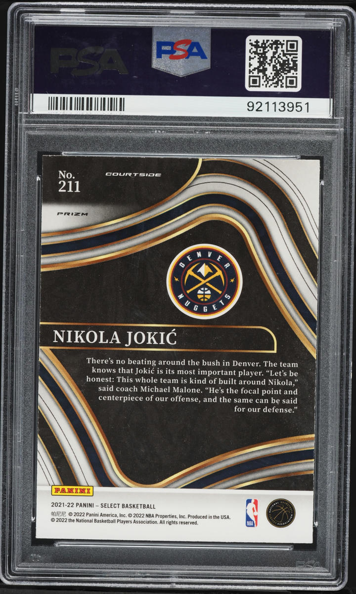 2021 Select Courtside Zebra Prizm Nikola Jokic #211 PSA 10 GEM