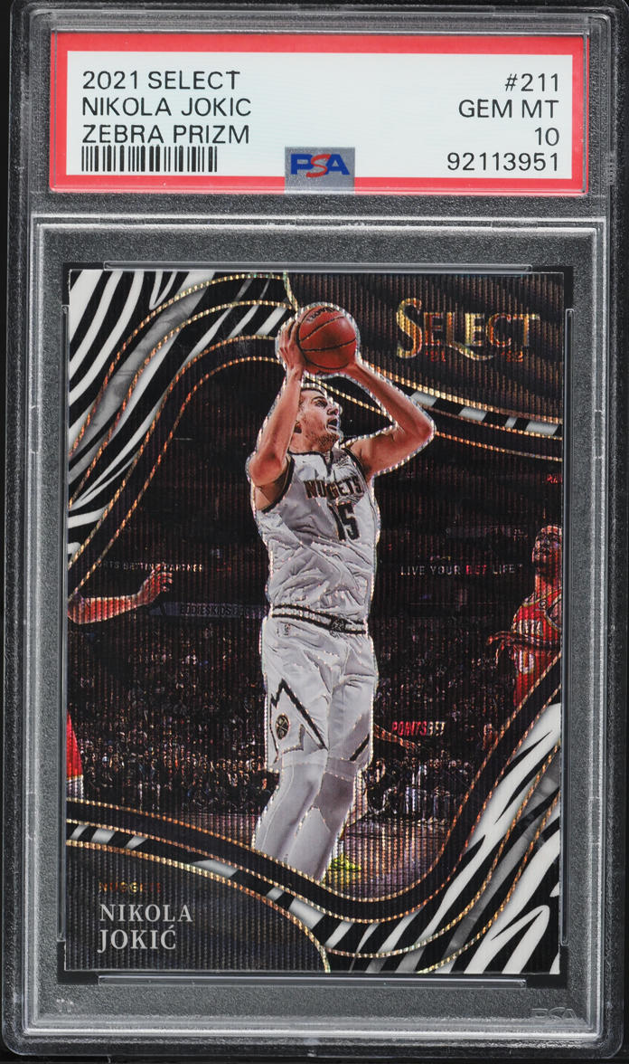 2021 Select Courtside Zebra Prizm Nikola Jokic #211 PSA 10 GEM