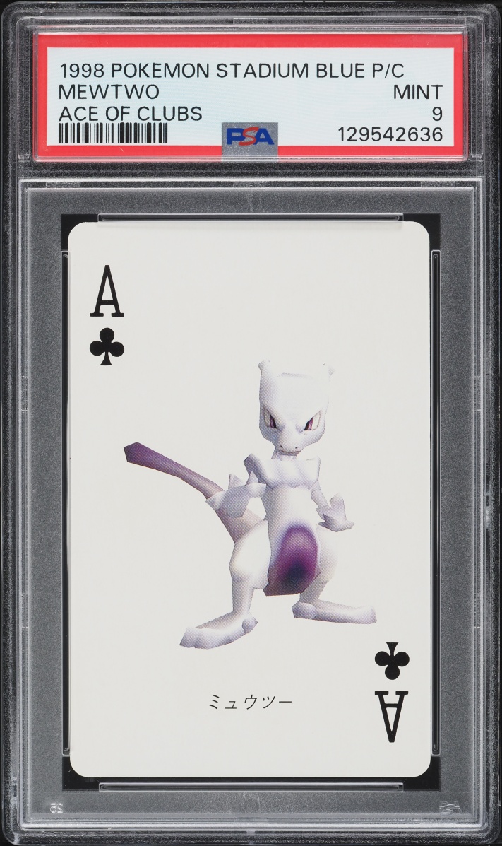 1998 Pokemon Japanese Stadium Blue Version Playing Cards Ace Of Clubs Mewtwo PSA 9 MINT