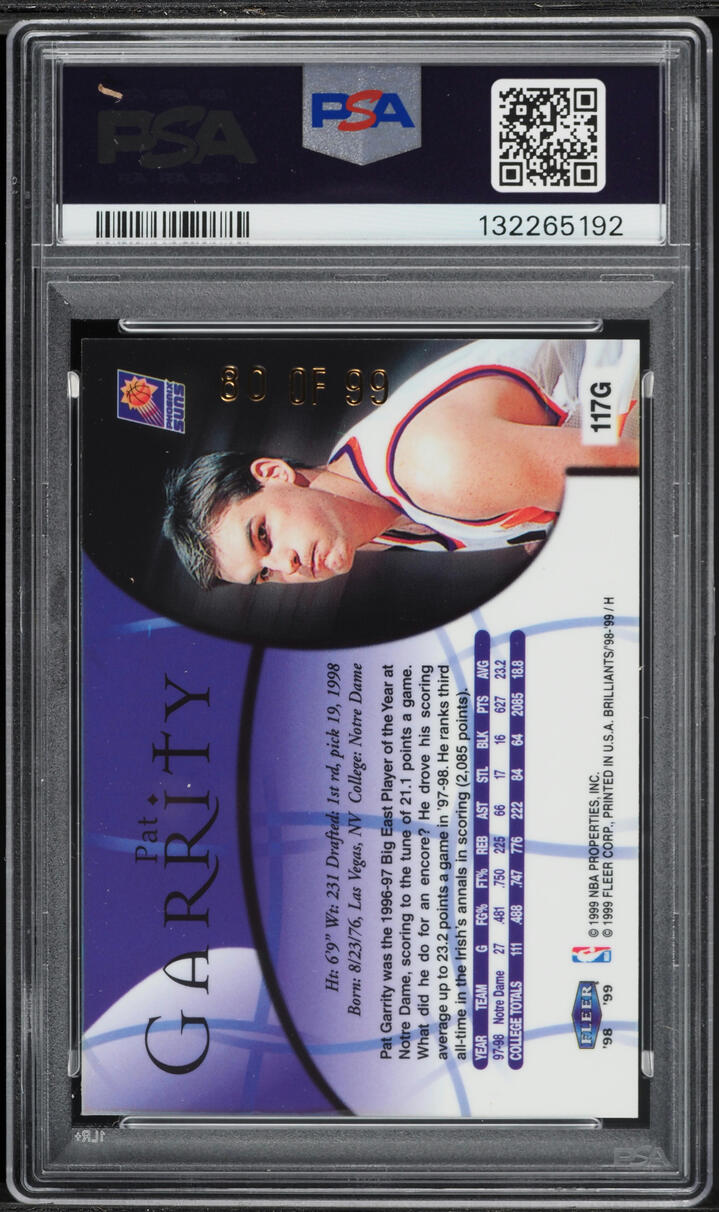 1998 Fleer Brilliants Gold Pat Garrity ROOKIE /99 #117G PSA 7 NRMT
