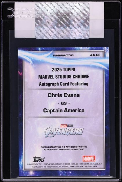 2025 Topps Chrome Marvel Studios Superfractor Chris Evans AUTO 1/1 #AA-CE CGC AUTH