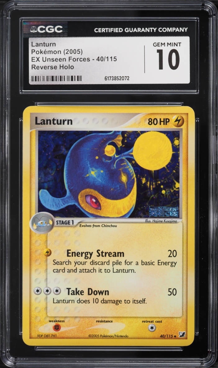 2005 Pokemon EX Unseen Forces Reverse Holo Lanturn #40 CGC 10 GEM MINT