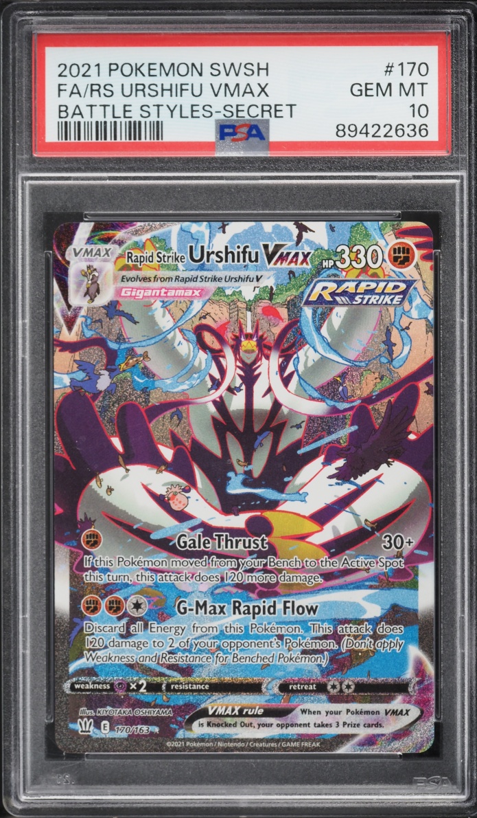 2021 Pokemon Sword & Shield Battle Styles Alt Art Rapid Strike Urshifu VMAX #170 PSA 10 GEM