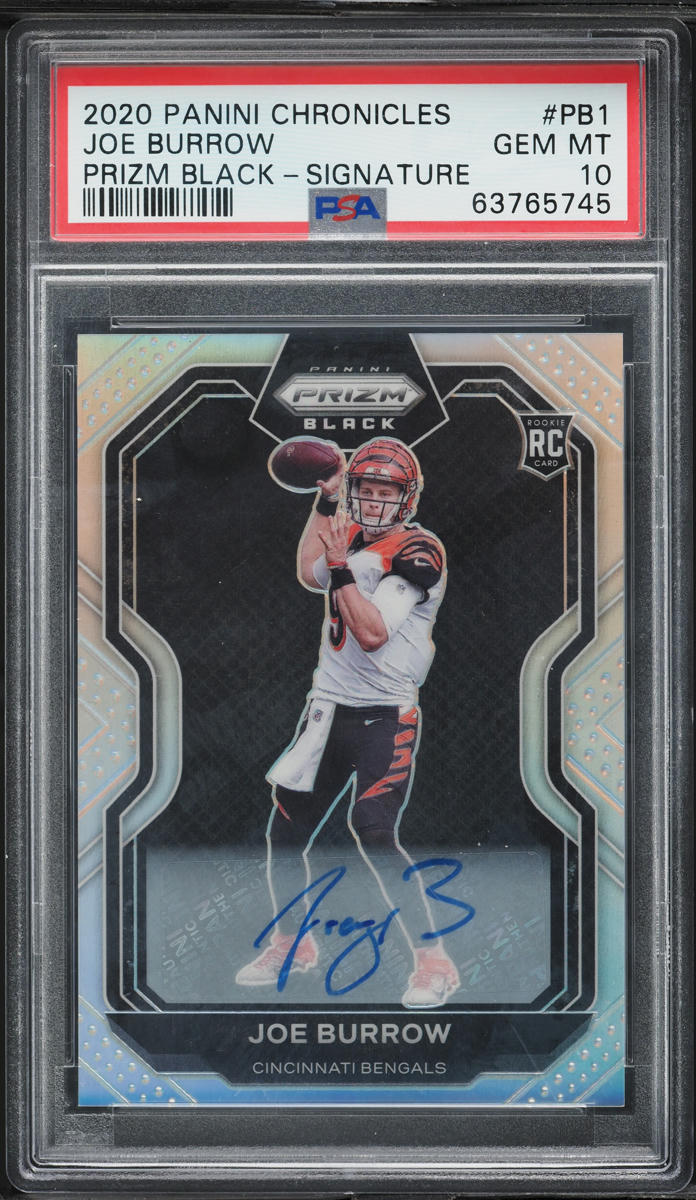 2020 Panini Chronicles Prizm Black Joe Burrow ROOKIE AUTO #PB-1 PSA 10 GEM MINT