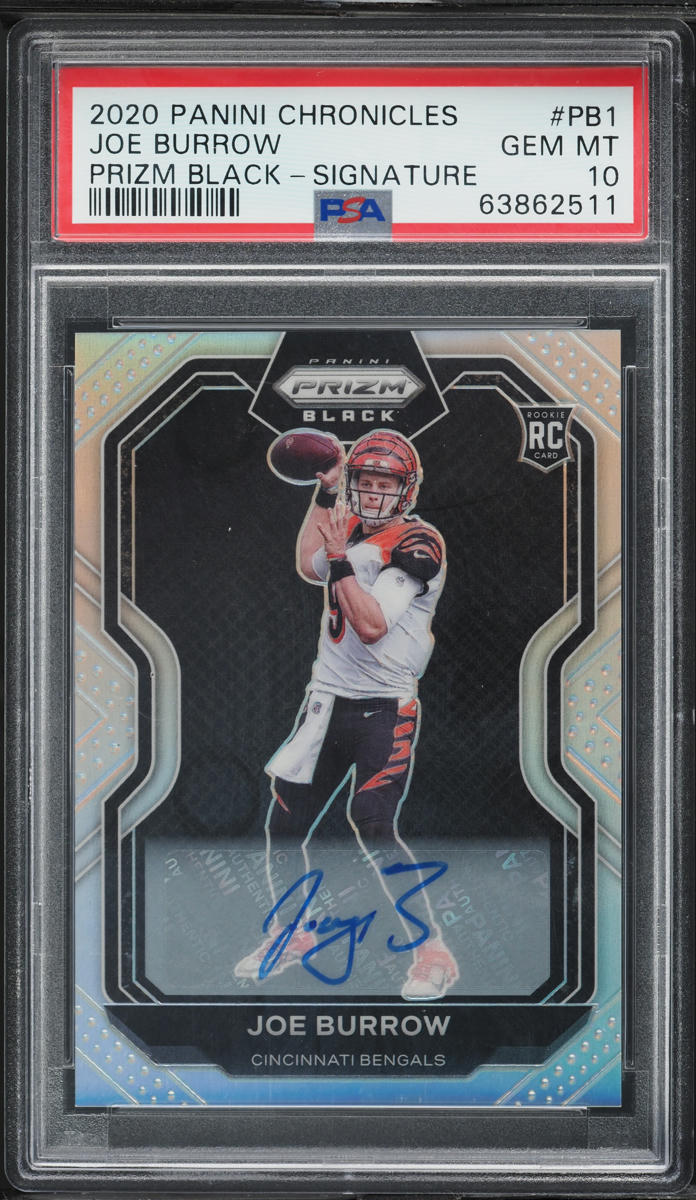2020 Panini Chronicles Prizm Black Joe Burrow ROOKIE AUTO #PB-1 PSA 10 GEM MINT