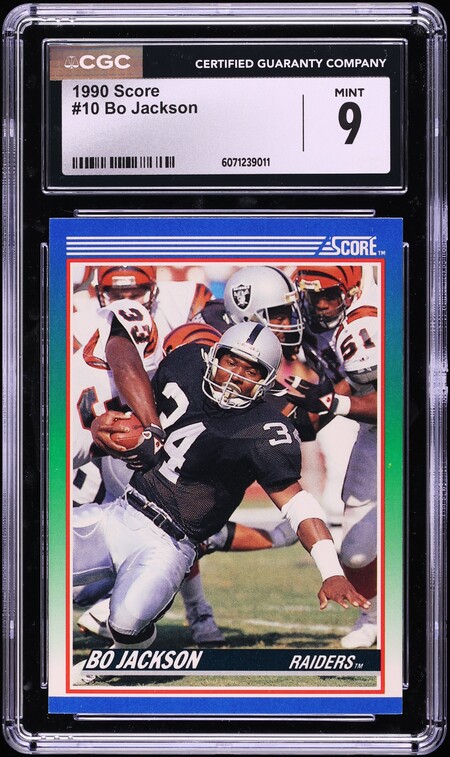 1990 Score Football Bo Jackson #10 CGC 9 MINT