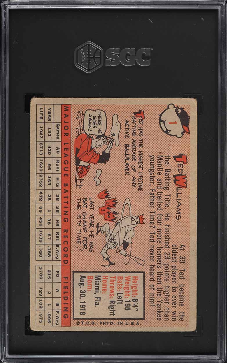 1958 Topps Ted Williams #1 SGC 3.5 VG+