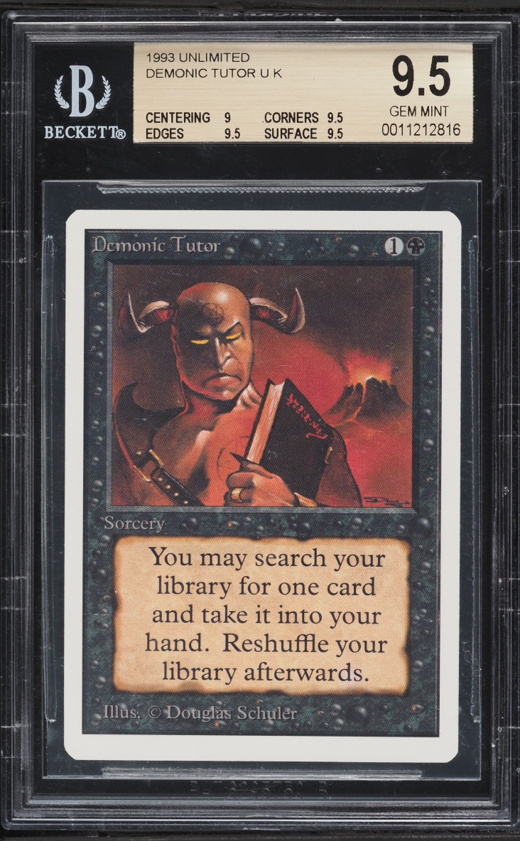 1993 Magic The Gathering MTG Unlimited Demonic Tutor BGS 9.5 GEM MINT