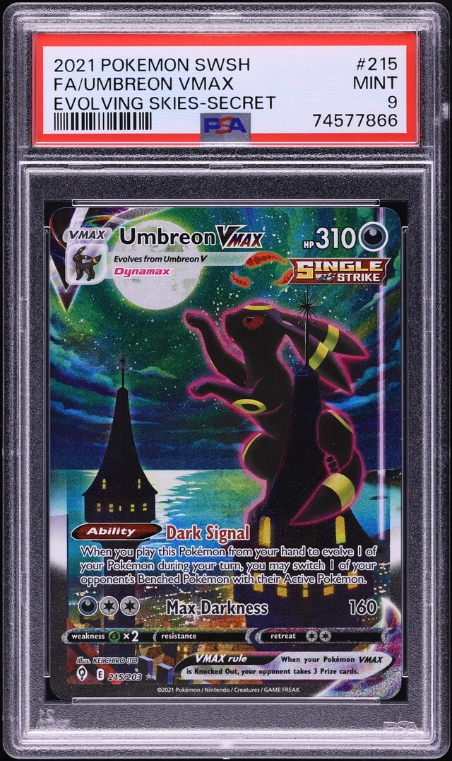 2021 Pokemon SWSH Evolving Skies Alt Art Umbreon VMAX #215 PSA 9 MINT