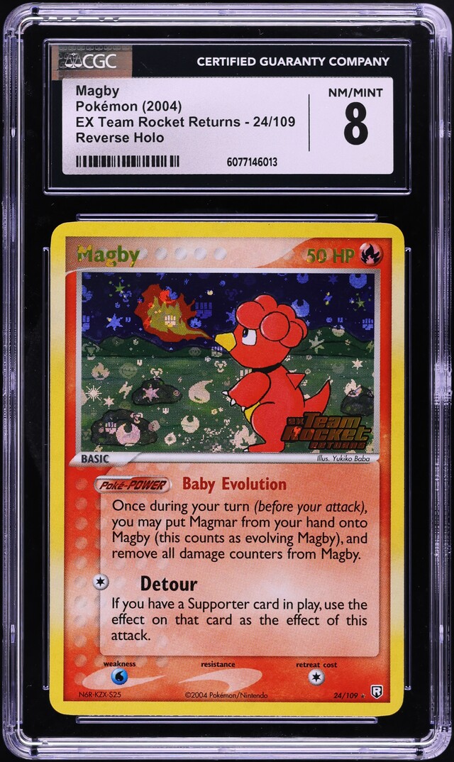 2004 Pokemon EX Team Rocket Returns Reverse Holo Magby #24 CGC 8 NM-MT