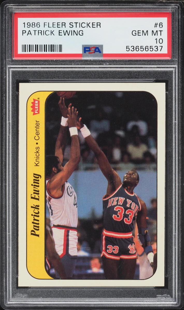 1986 Fleer Sticker Basketball Patrick Ewing ROOKIE #6 PSA 10 GEM MINT