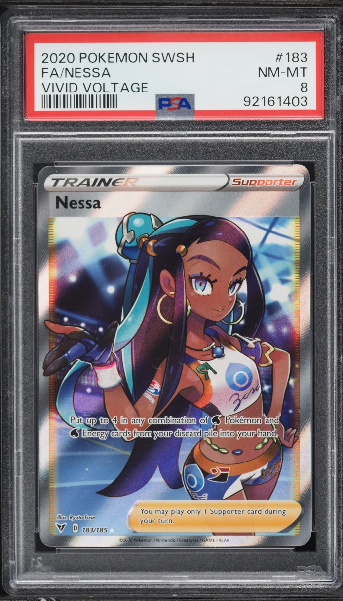 2020 Pokemon Sword & Shield Vivid Voltage Full Art Nessa #183 PSA 8 NM-MT