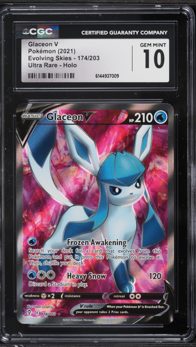 2021 Pokemon Sword & Shield Evolving Skies Full Art Glaceon V #174 CGC 10 GEM MINT