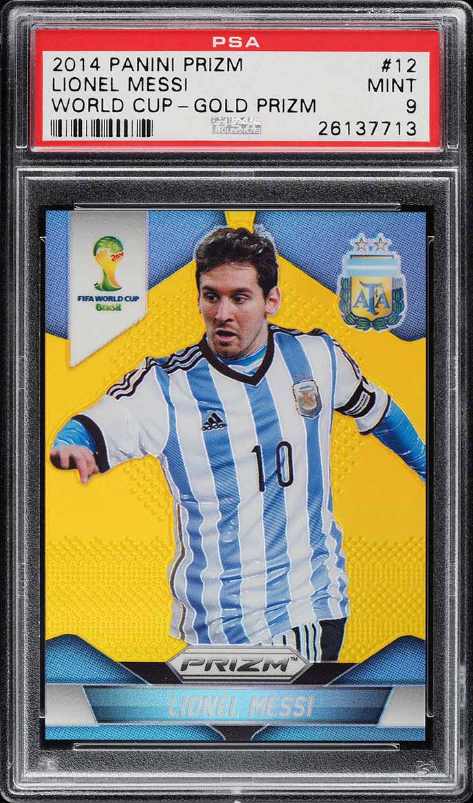 2014 Panini Prizm World Cup Gold Prizms Lionel Messi /10 #12 PSA 9