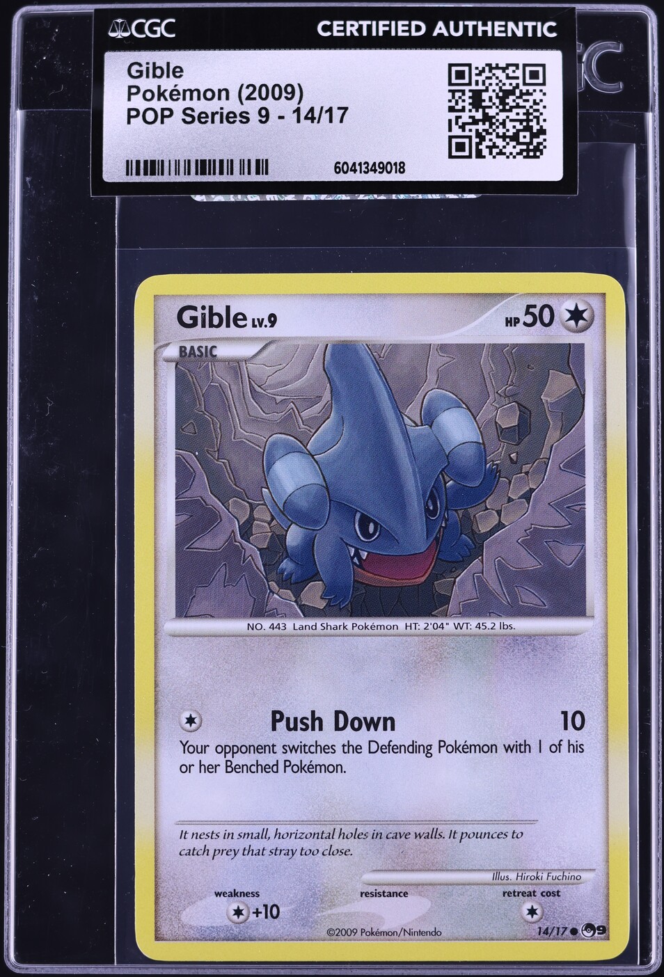2009 Pokemon POP Series 9 Gible #14 CGC AUTH