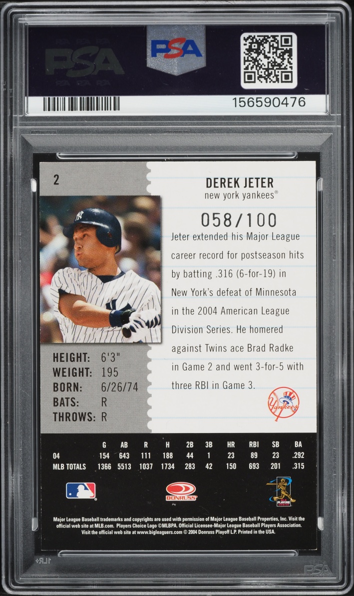 2005 Leaf Century Post Marks Silver Derek Jeter /100 #2 PSA 8 NM-MT