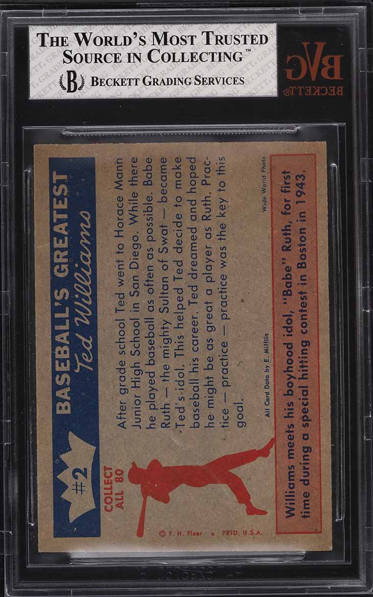 1959 Fleer Ted Williams Ted's Idol Babe Ruth #2 BVG 6 EXMT