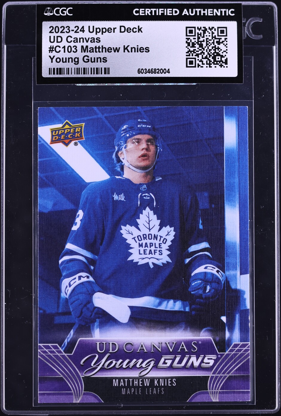 2023 Upper Deck Canvas Young Guns Matthew Knies ROOKIE #C103 CGC AUTH