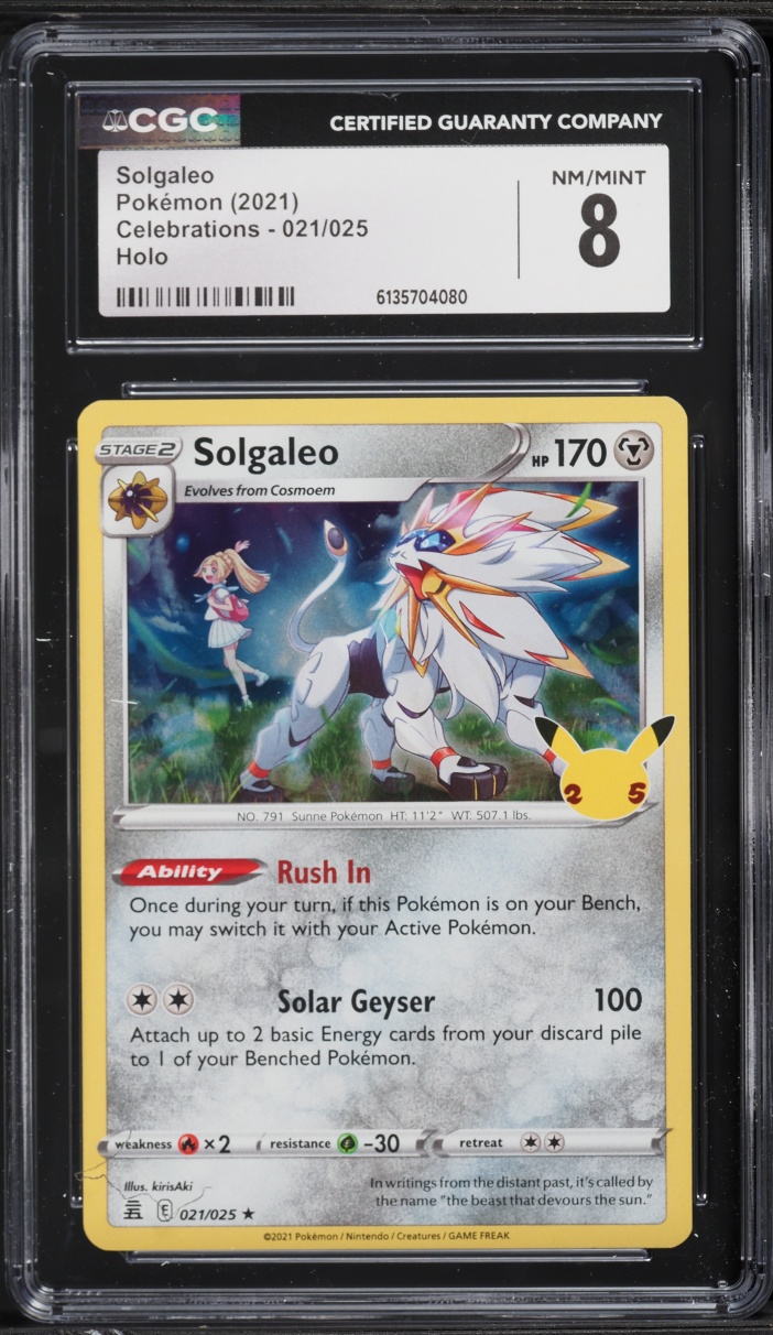 2021 Pokemon Sword & Shield Celebrations Holo Solgaleo #21 CGC 8 NM-MT