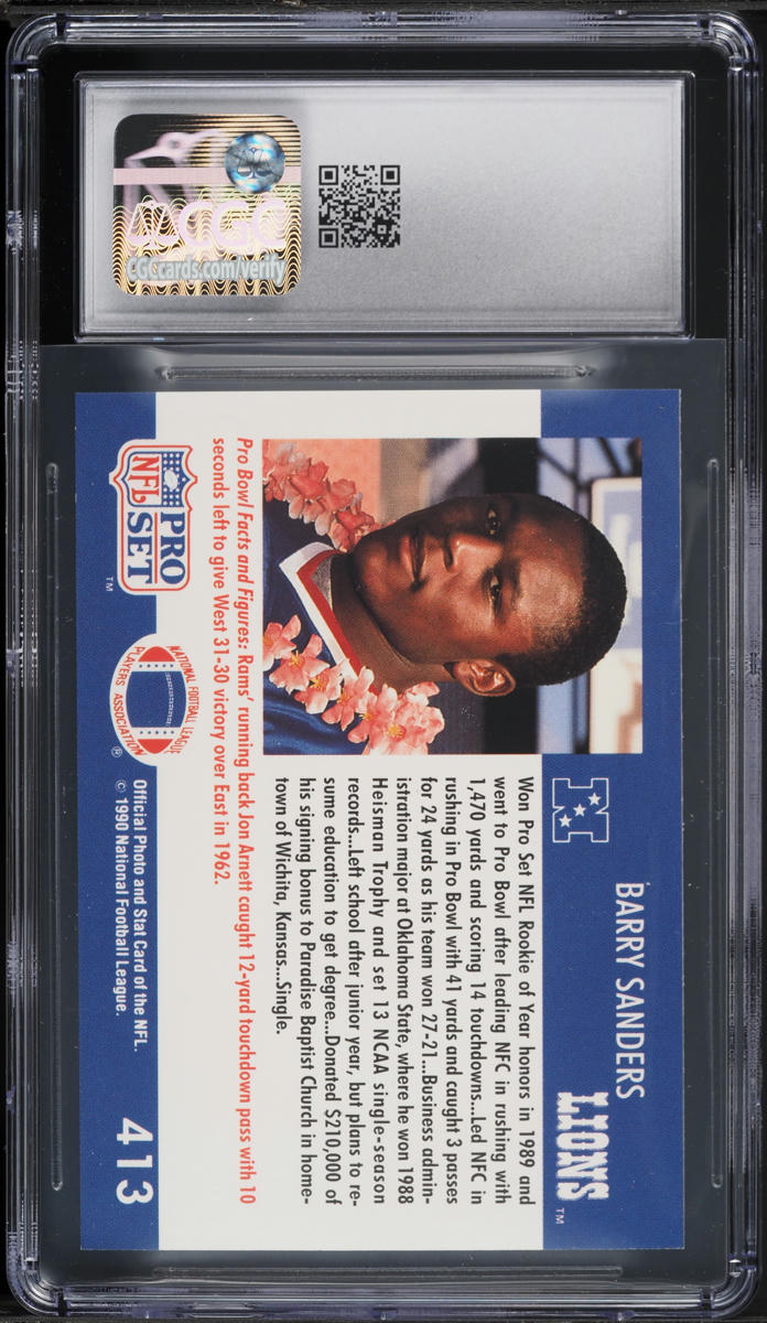 1990 Pro Set Football Barry Sanders #413 CGC 9 MINT