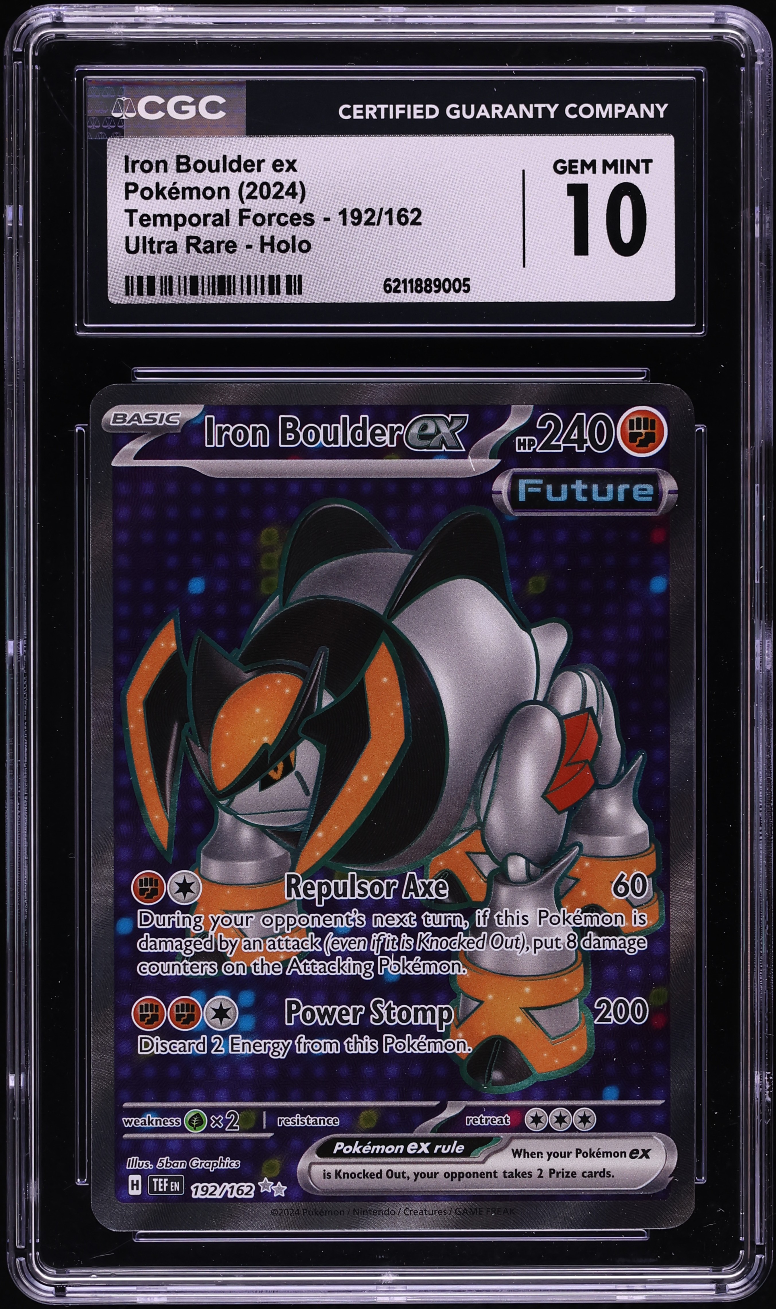 2024 Pokemon Scarlet & Violet Temporal Forces Full Art Iron Boulder EX #192 CGC 10 GEM MINT