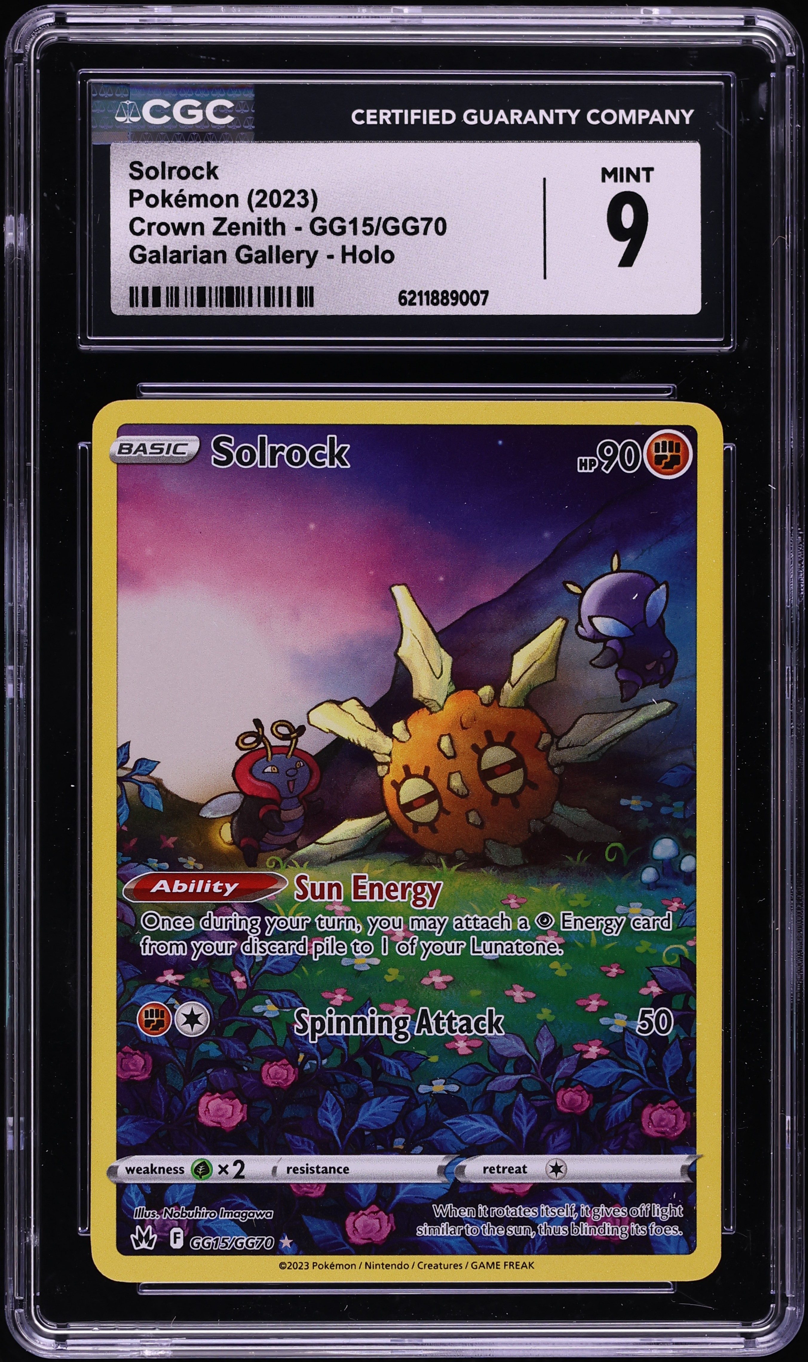 2023 Pokemon Sword & Shield Crown Zenith Galarian Gallery Full Art Solrock #GG15 CGC 9 MINT
