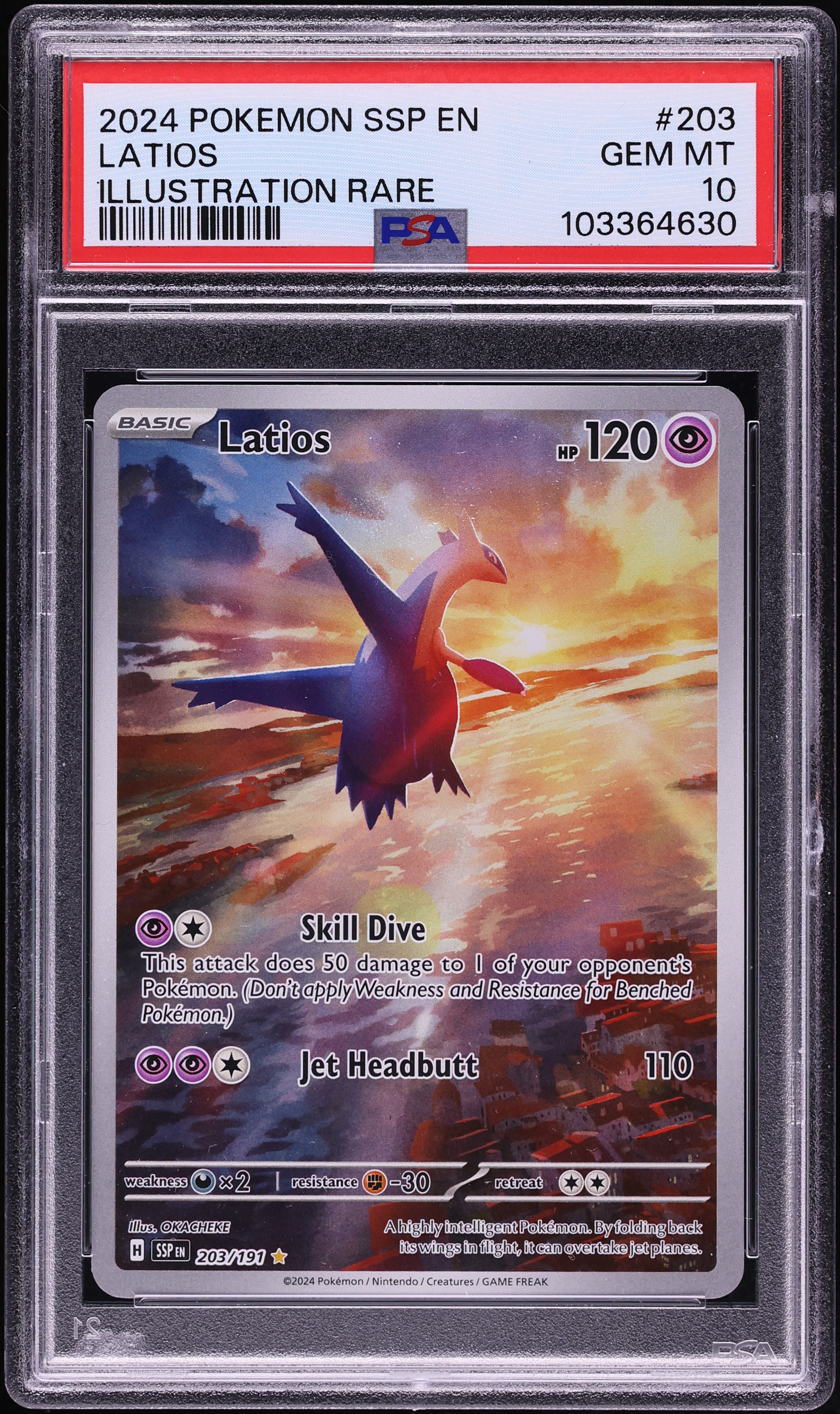2024 Pokemon Scarlet & Violet Surging Sparks IR Latios #203 PSA 10 GEM MINT