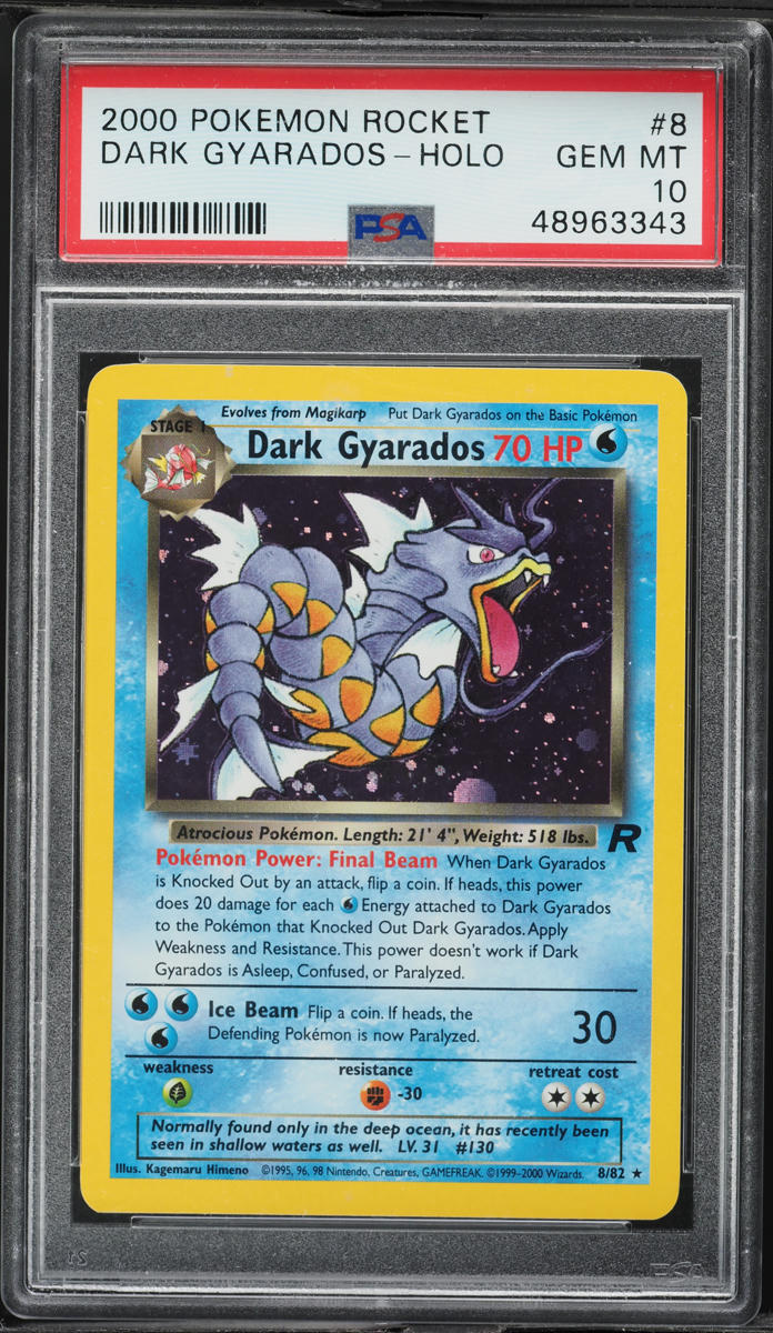 2000 Pokemon Team Rocket Holo Dark Gyarados #8 PSA 10 GEM MINT