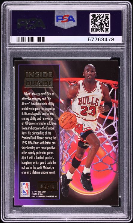 1993 Ultra Inside Outside Michael Jordan #4 PSA 8 NM-MT