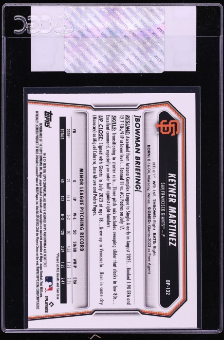 2026 Bowman Fuchsia Keyner Martinez PROSPECT /299 #BP-132 CGC AUTH