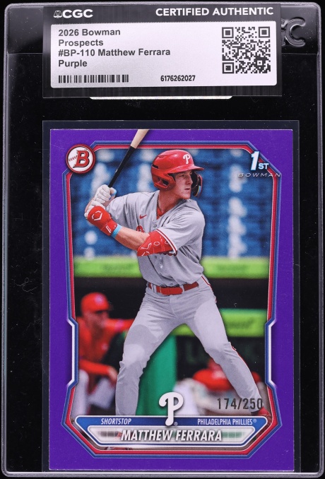 2026 Bowman Purple Matthew Ferrara PROSPECT /250 #BP-110 CGC AUTH