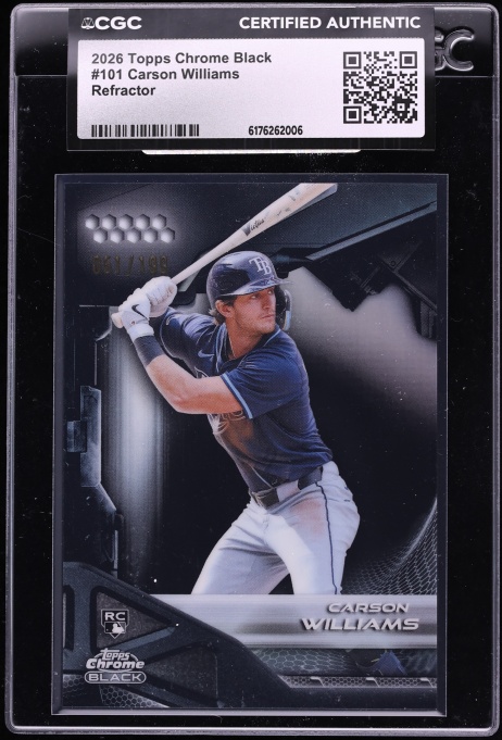 2026 Topps Chrome Black Refractor Carson Williams ROOKIE /199 #101 CGC AUTH