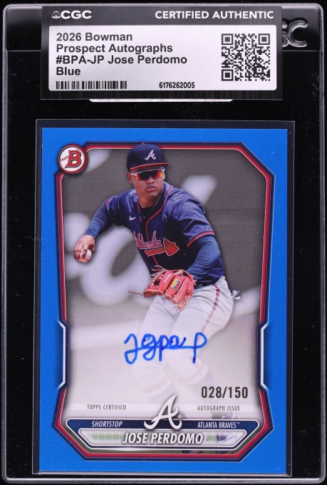 2026 Bowman Blue Jose Perdomo PROSPECT AUTO /150 #BPA-JP CGC AUTH