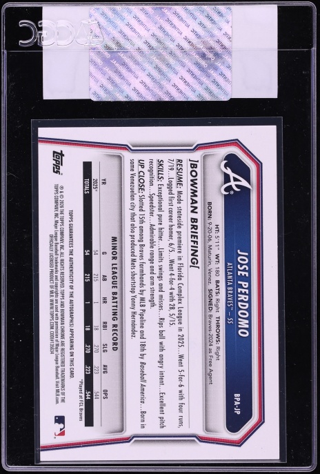 2026 Bowman Blue Jose Perdomo PROSPECT AUTO /150 #BPA-JP CGC AUTH