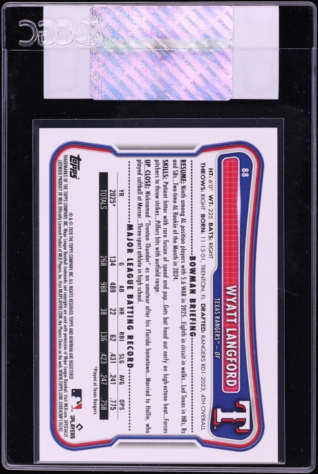 2026 Bowman Blue Wyatt Langford /150 #88 CGC AUTH