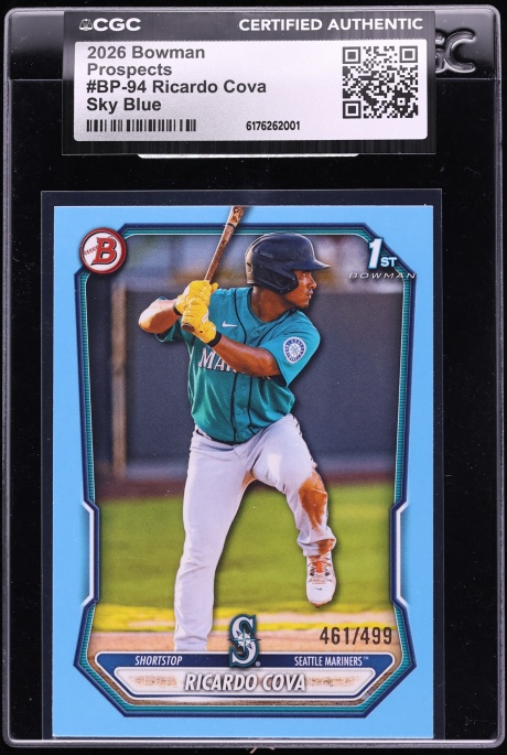 2026 Bowman Sky Blue Ricardo Cova PROSPECT /499 #BP-94 CGC AUTH